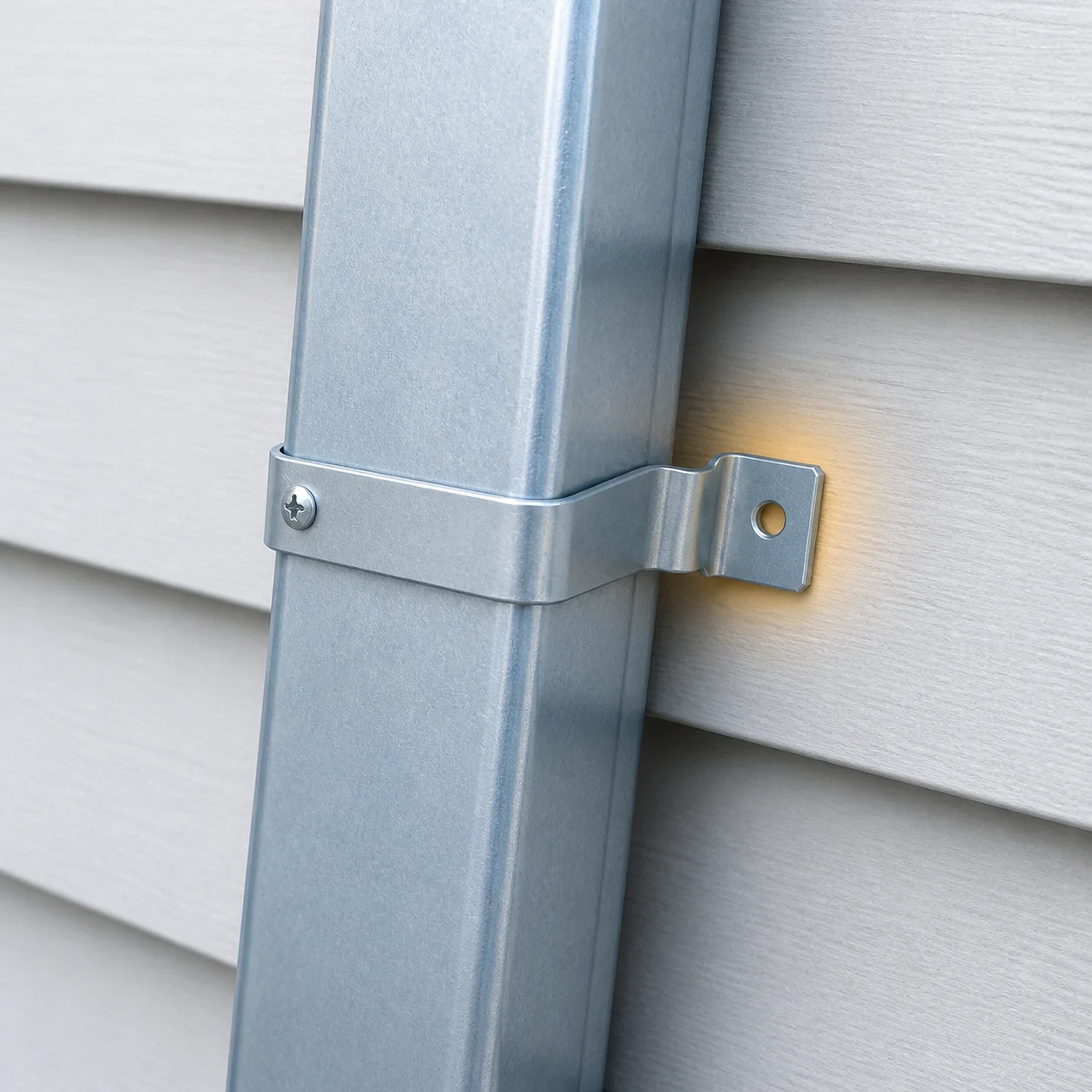 Loose downspout bracket pulling away from a wall